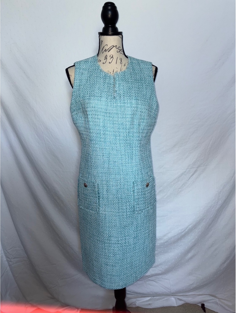 Karl Lagerfeld sleeveless tweed shift dress.